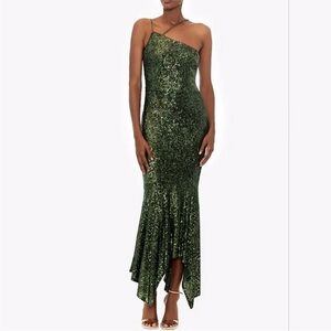 Elegant Green Sequin One-Shoulder Dress